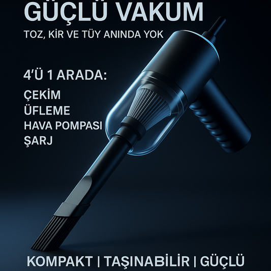 Kablosuz Taşınabilir Mini Araç Süpürgesi | Güçlü ve Pratik Temizlik