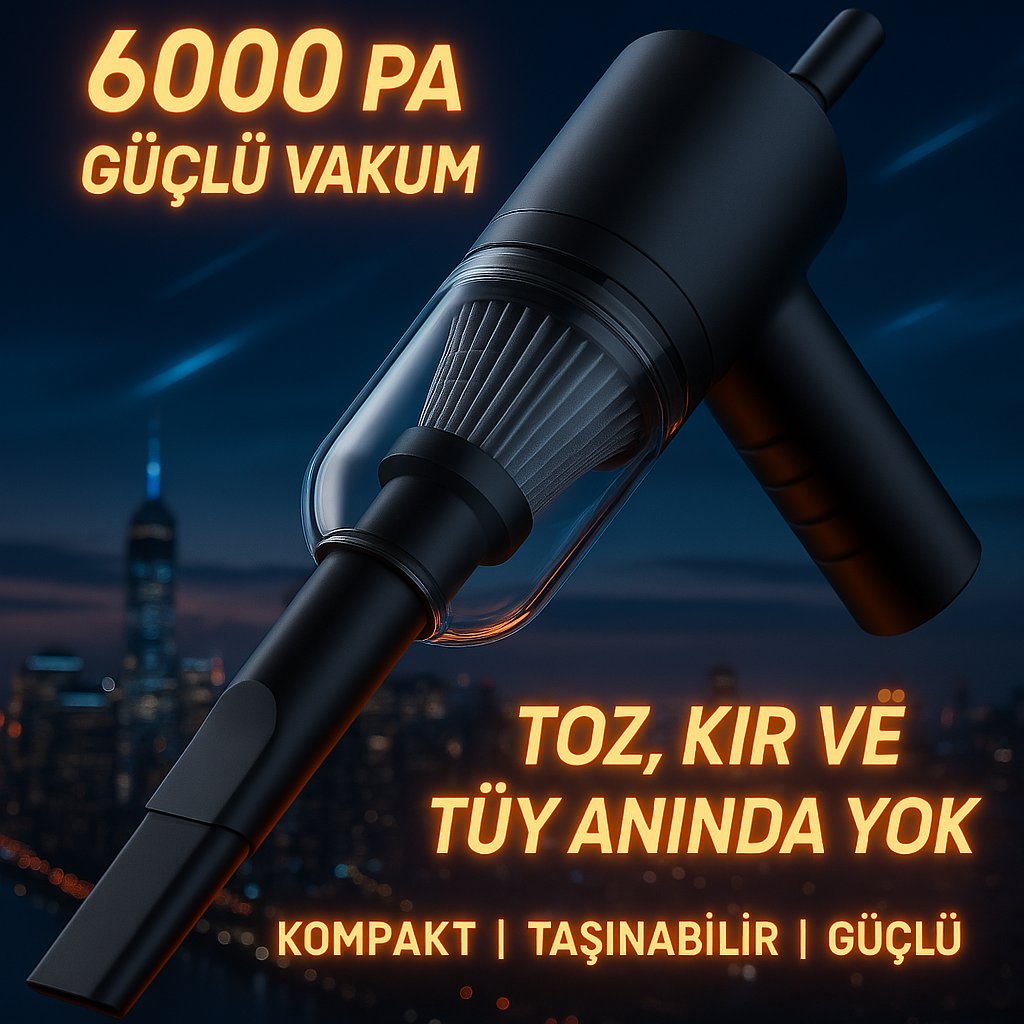 Kablosuz Taşınabilir Mini Araç Süpürgesi | Güçlü ve Pratik Temizlik